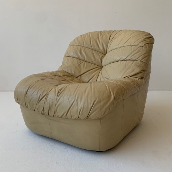 Beige Wrinkled Leather Chair