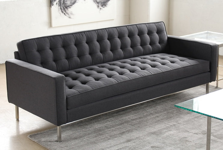 Modern Dark Gray Sofa with Tufted Back and Seat