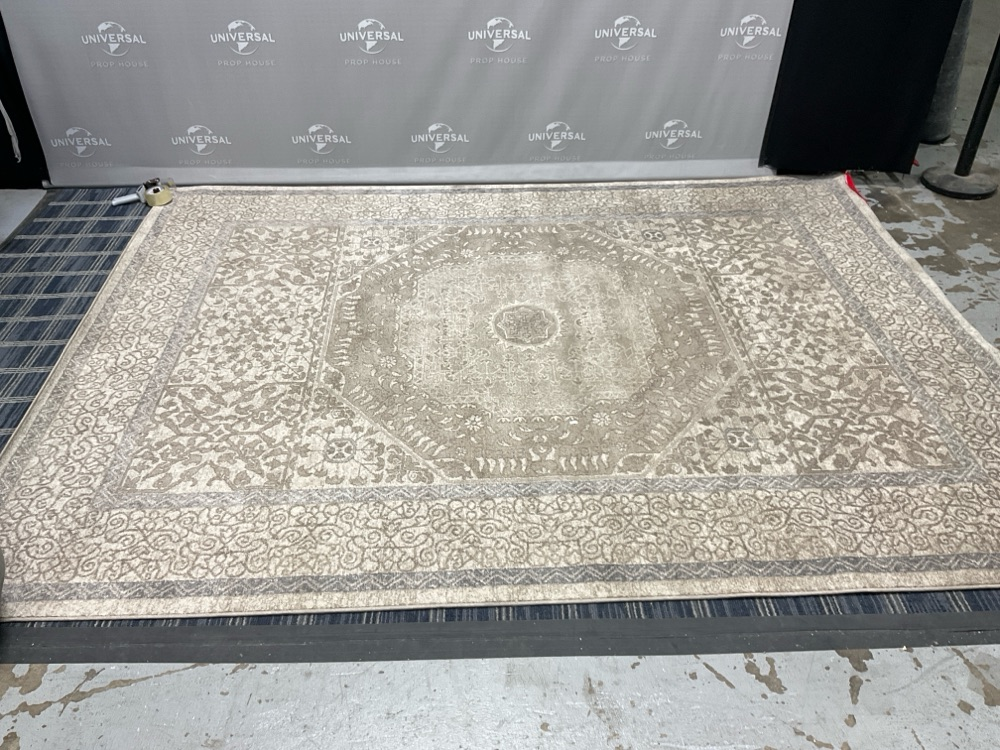 This Beige And Gray Area Rug Features A Traditional Persian Medallion Design With A Timeworn Distressed Finish, Drapery, Beige, Gray, Area Rug, RUGS, 8, 10, UNIVERSAL, Floral