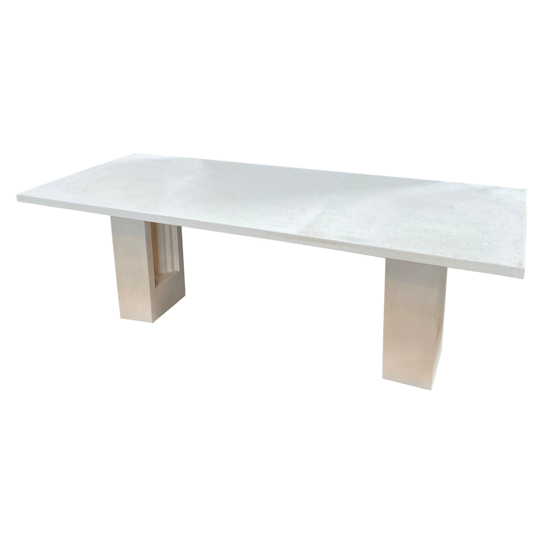 1980s Italian White Marble Dust Dining Table