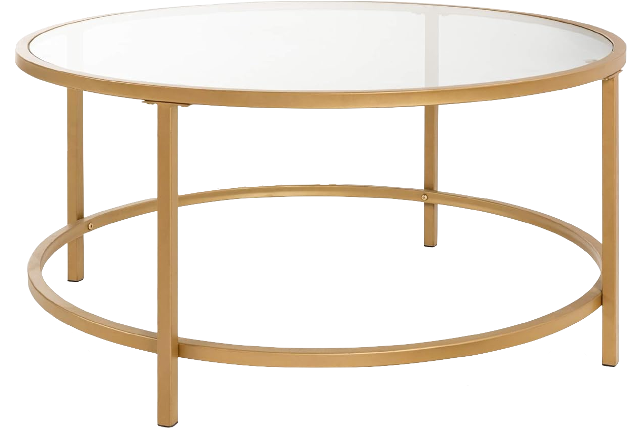 Round Glass Top Gold Coffee Table