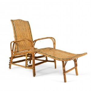 French Art Deco Wicker Chaise