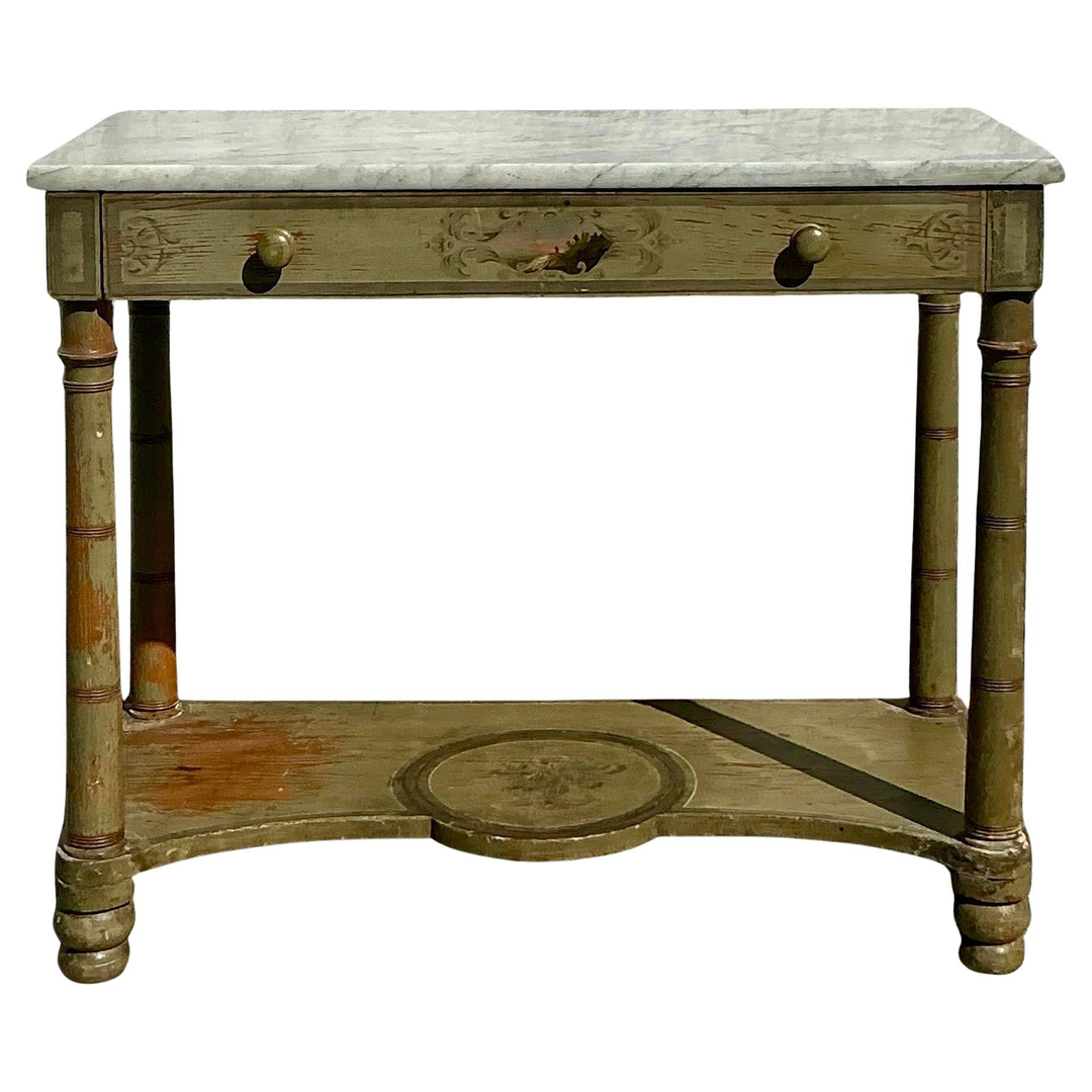 Vintage Regency Hand Painted Stone Top Table