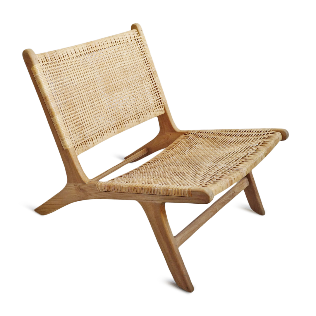 Natural Teak & Rattan Easy Chair