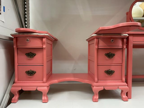 Pink Wood Vanity Desk