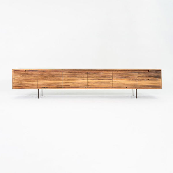 2010s Custom Reclaimed Hardwood Credenza with Steel Base, 19 x 144 x 29 inches