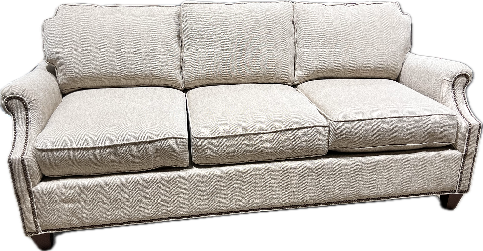 Wheat Traditional Sofa with Brass Nailheads
