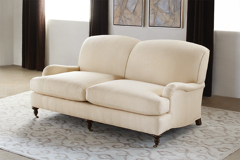 George Smith Style Tightback Loveseat in Linato Cream