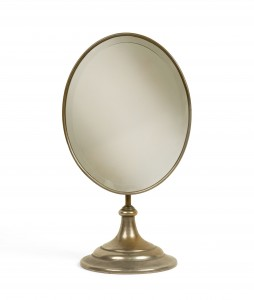 American Mid-Century Oval Brass Dressing Table / Vanity Mirror