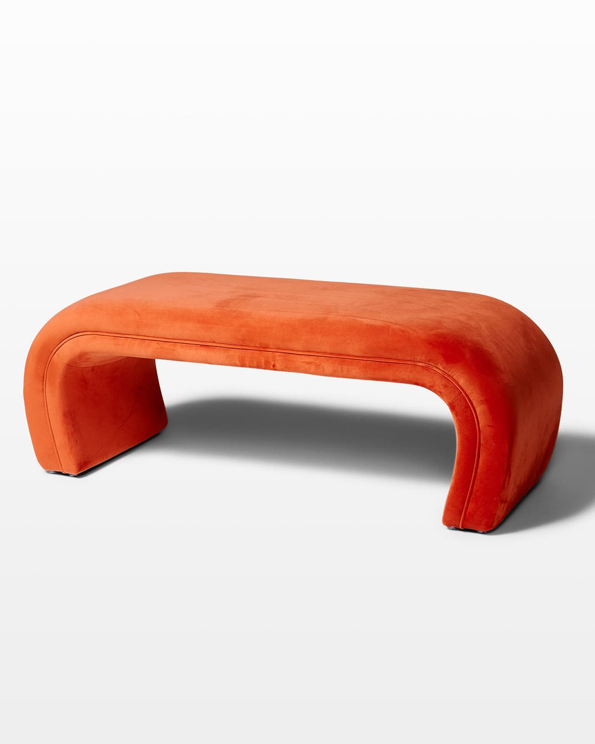 Melon Velvet Waterfall Bench