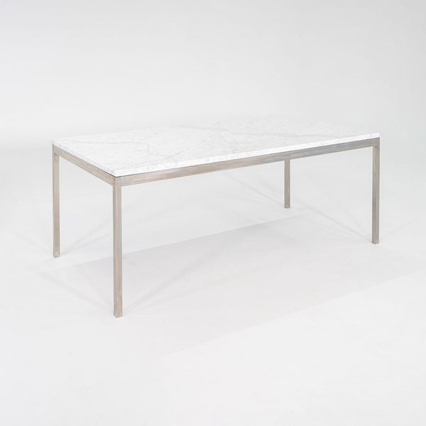 2000s SOM Design Stainless Steel and Marble Dining Table / Desk 36x72 inches
