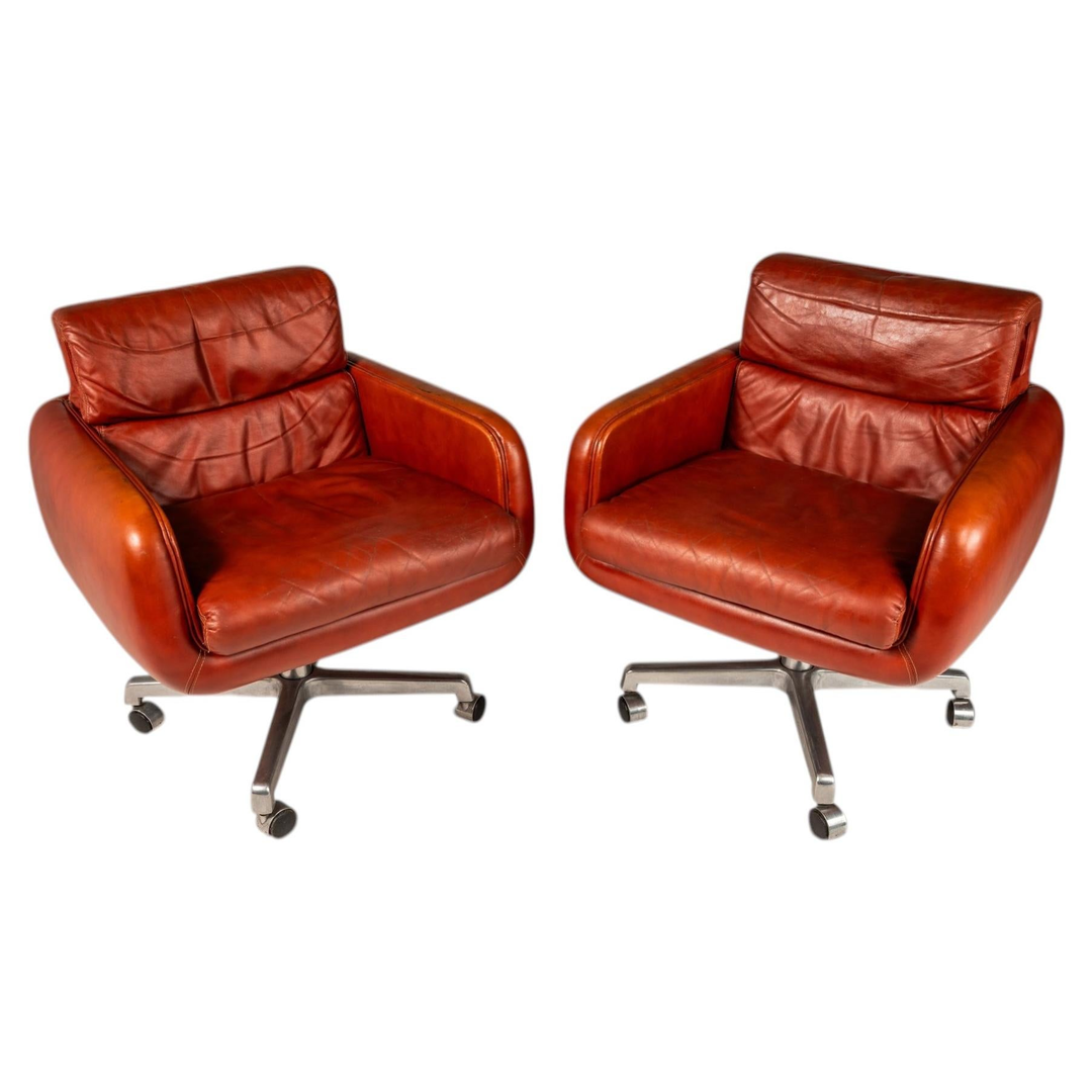 Rare Set of 2 Swivel Lounge Chairs, Frank Doerner, Doerner Faultless, USA, 1970s
