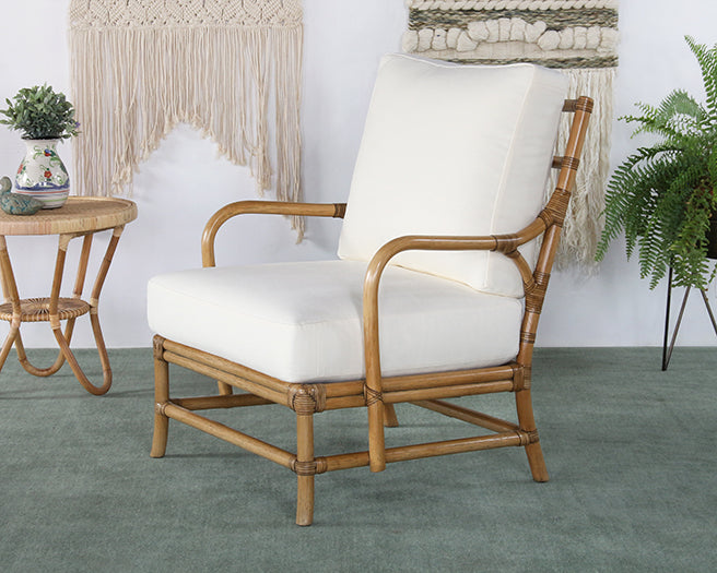 Cushioned Rattan Lounge Chair