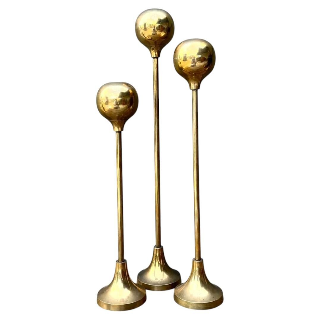 Vintage Brass Candle Holders - Set of Three