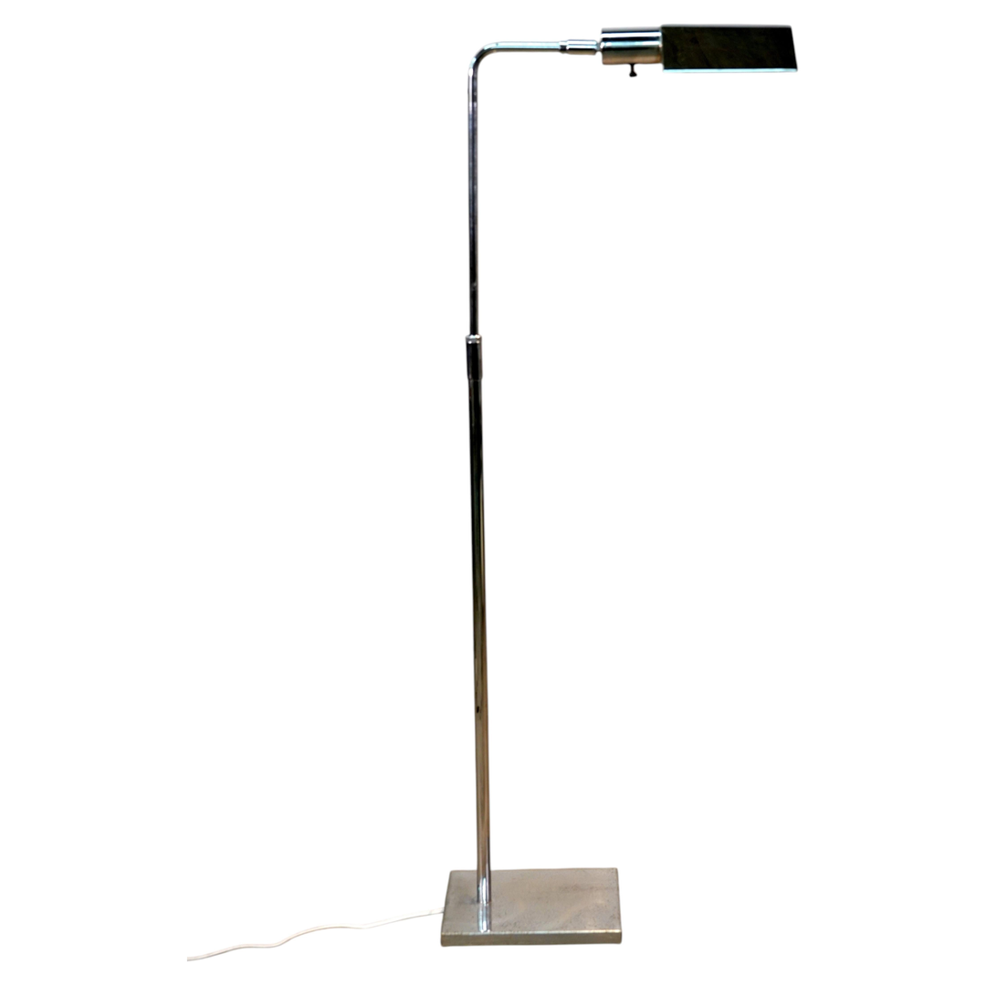 Mid-Century Chrome Swing Arm Pharmacy Task Floor Lamp by Koch & Lowy (OMI)