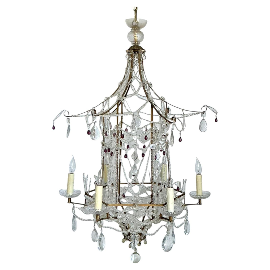 Vintage Swag Crystals Pagoda Chandelier