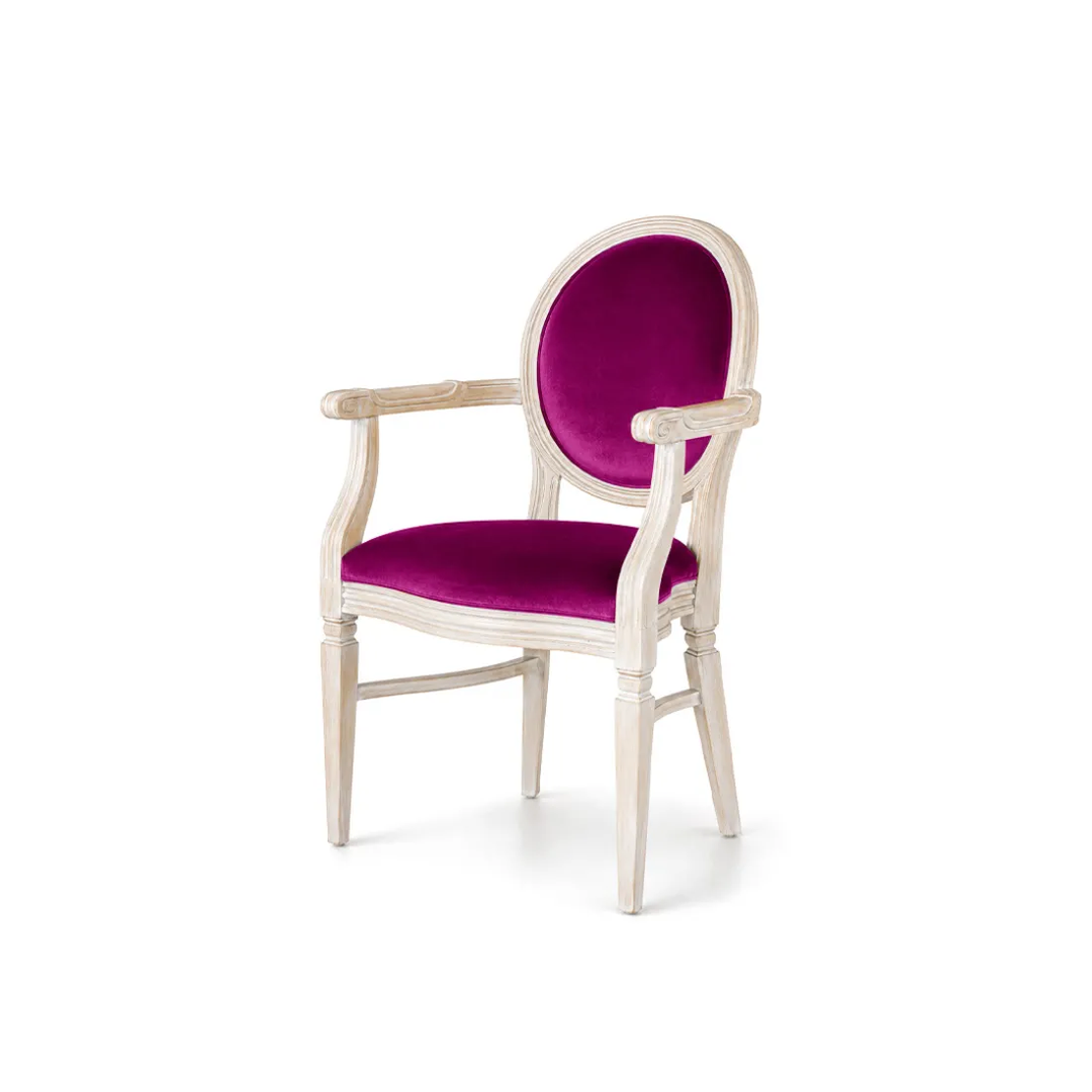 Chandelle Armchair Ivory - Cushion Magenta (Velvet)