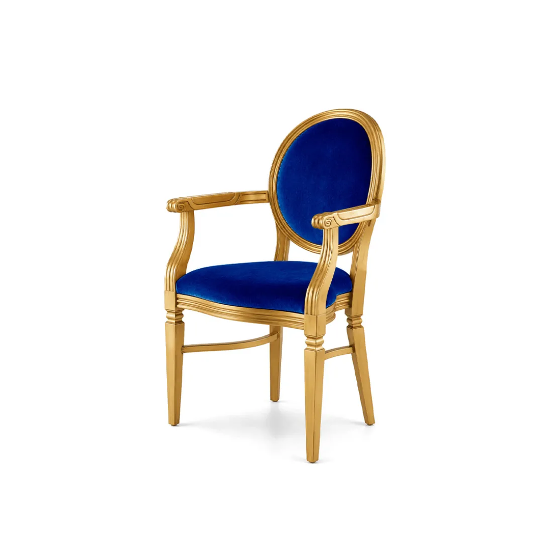 Chandelle Armchair Gold - Cushion Royal Blue (Velvet)