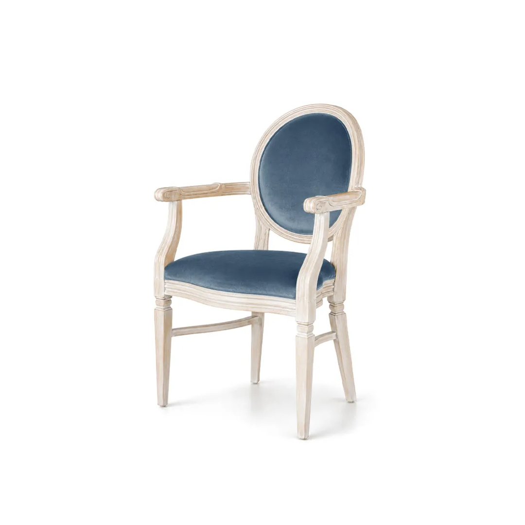 Chandelle Armchair Ivory - Cushion Dusty Blue (Velvet)