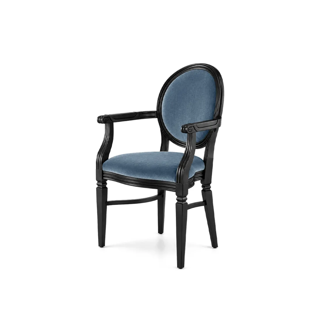 Chandelle Armchair Black - Cushion Dusty Blue (Velvet)