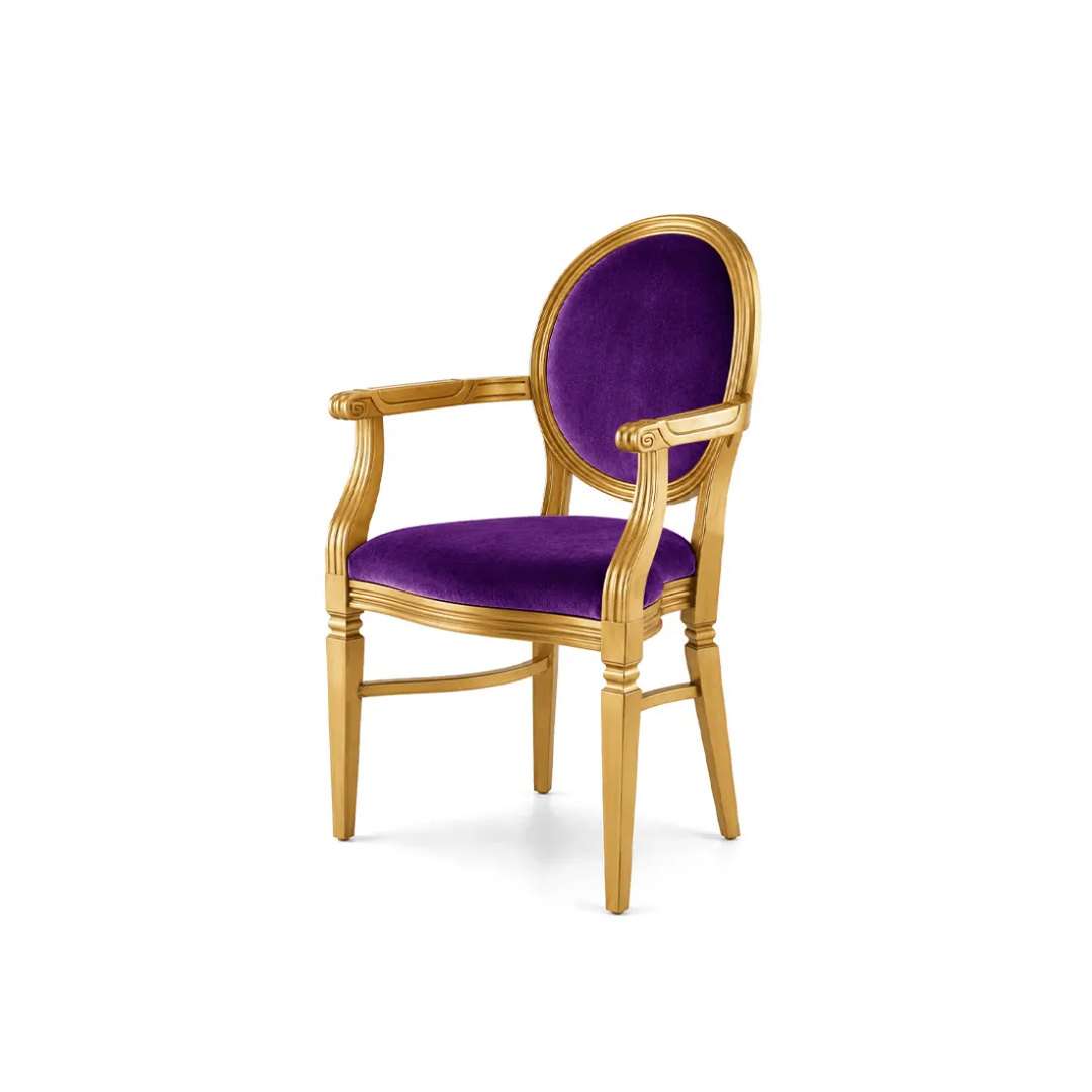 Chandelle Armchair Gold - Cushion Eggplant (Velvet)