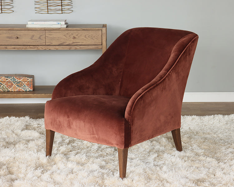 Auburn Velvet Lounge Chair