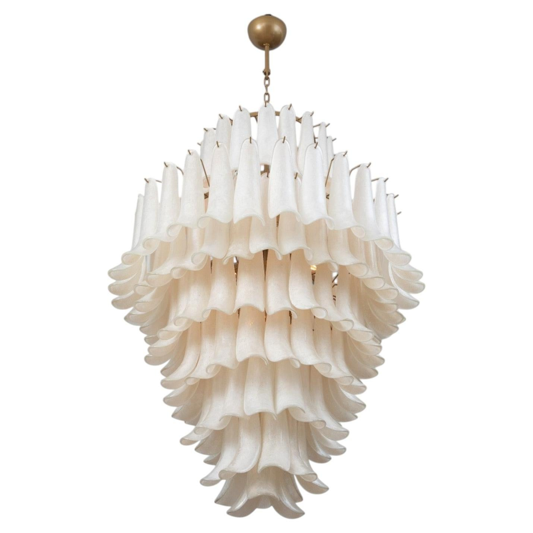 Chandelier Murano Glass “Scavo” 8-Tiered Feathered Chandelier, in stock