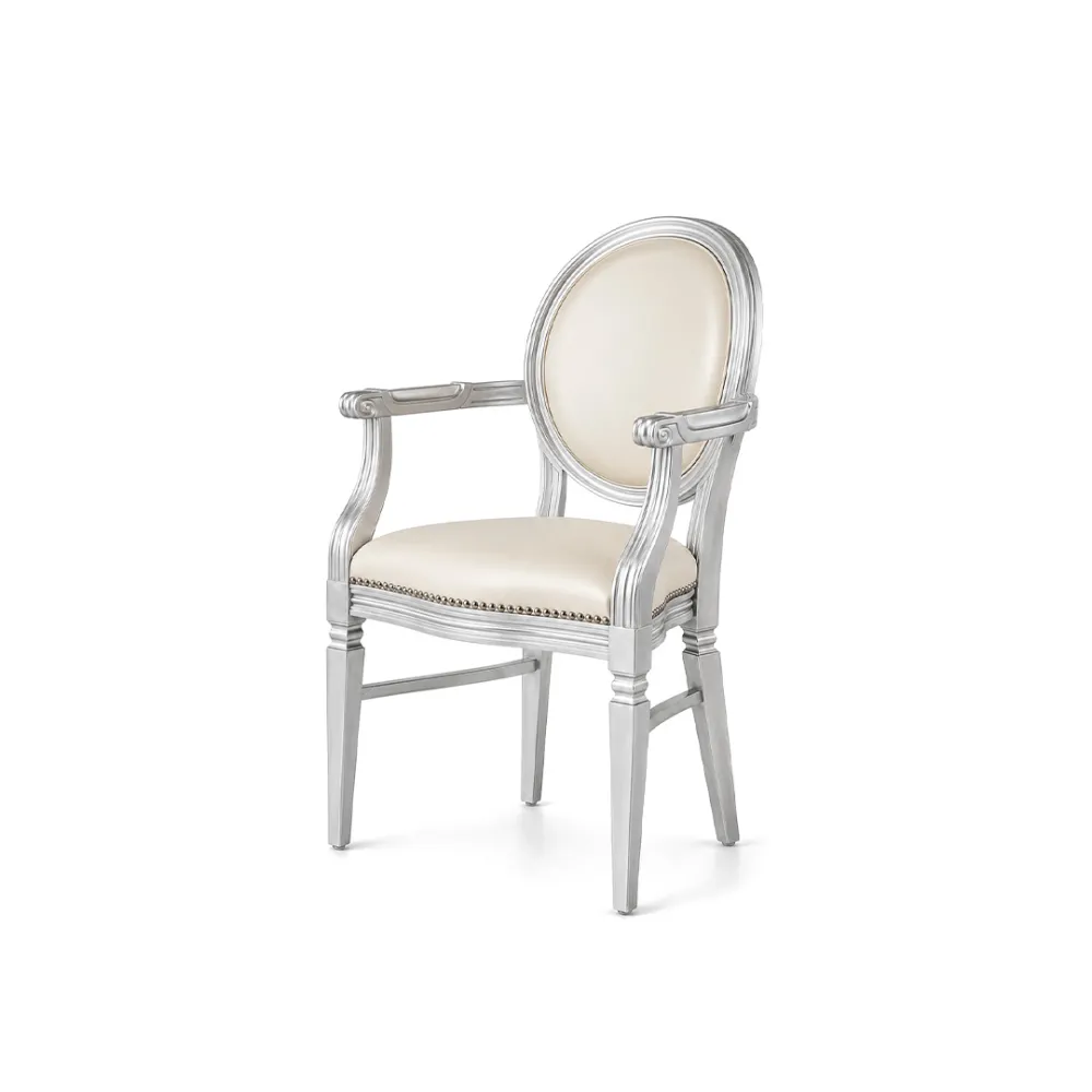 Chandelle Armchair Silver - Cushion Ivory (Leather)