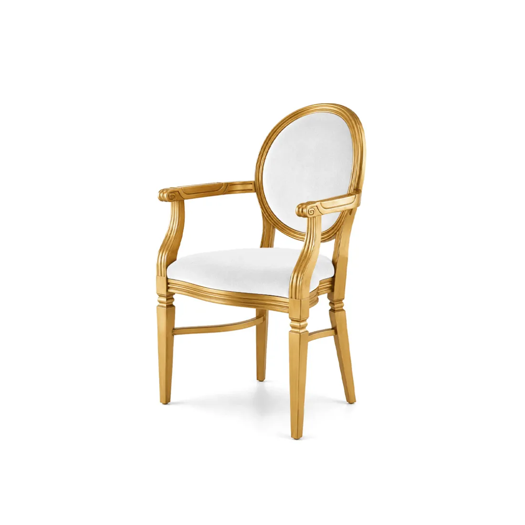 Chandelle Armchair Gold - Cushion White (Velvet)
