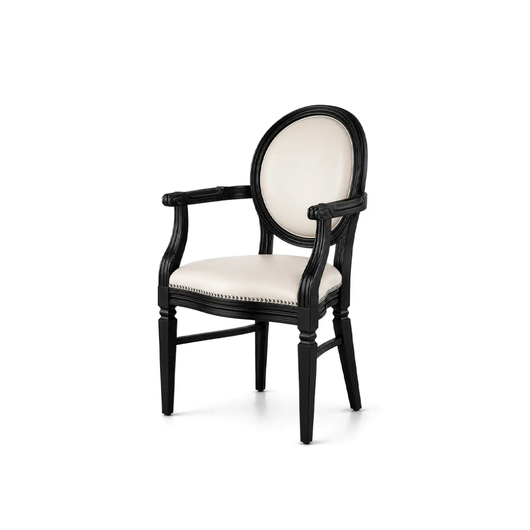 Chandelle Armchair Black - Cushion Ivory (Leather)