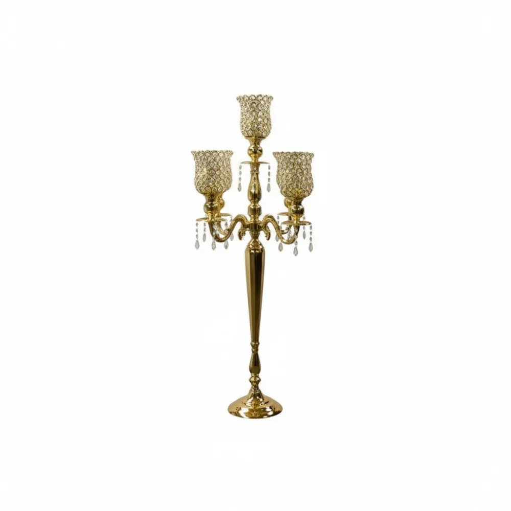 Four Arm Candelabra Crystal Cup (Gold) (47")