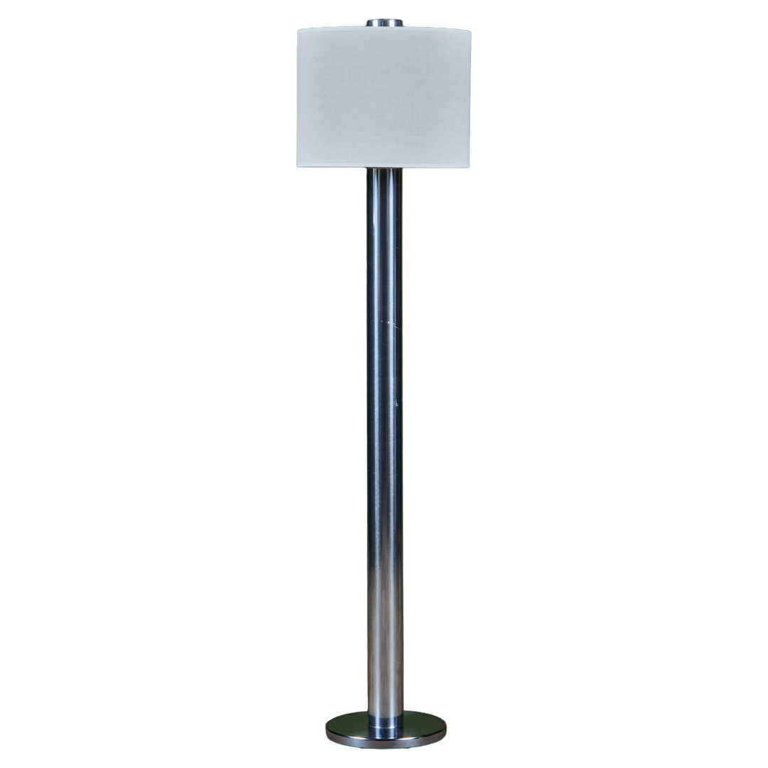 Postmodern Chrome Floor Lamp with Linen Shade, 20th Century