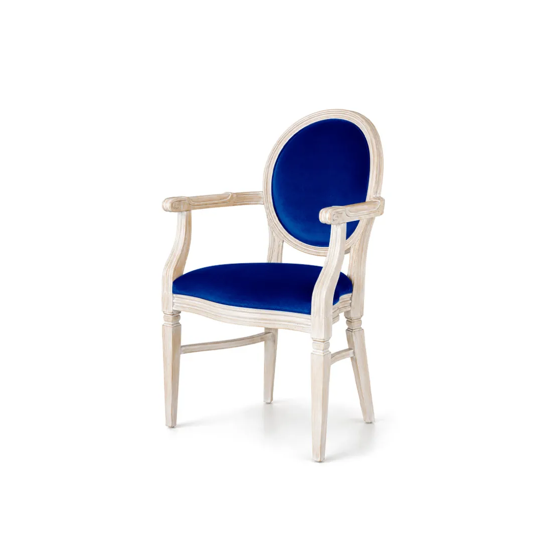 Chandelle Armchair Ivory - Cushion Royal Blue (Velvet)