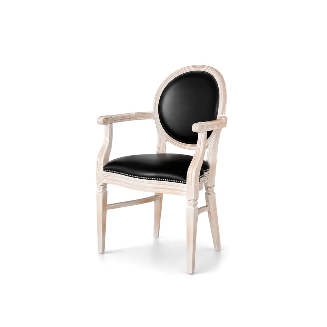 Chandelle Armchair Ivory - Cushion Black (Leather)