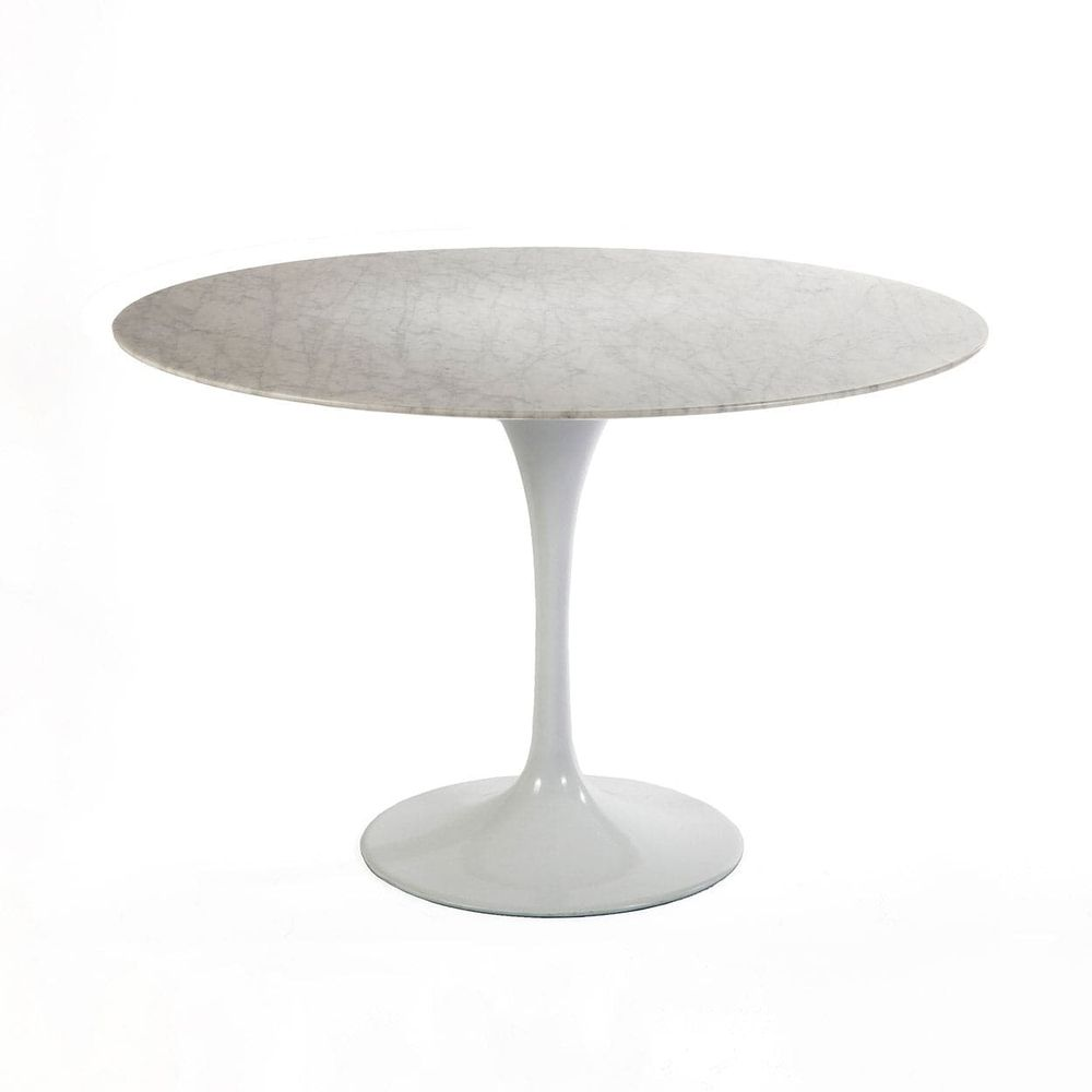 Carrara Marble Pedestal Tulip Dining Table - Round