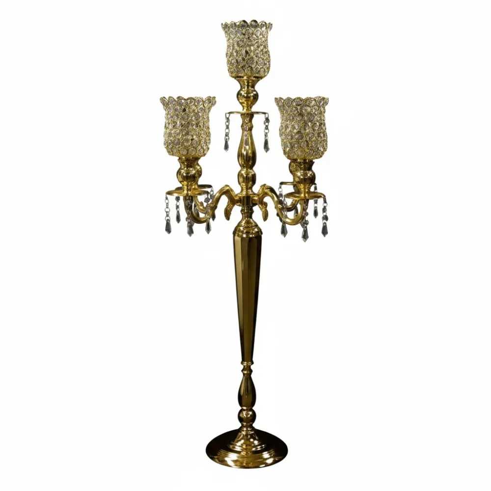 Four Arm Candelabra Crystal Cup (Old Gold) (42")