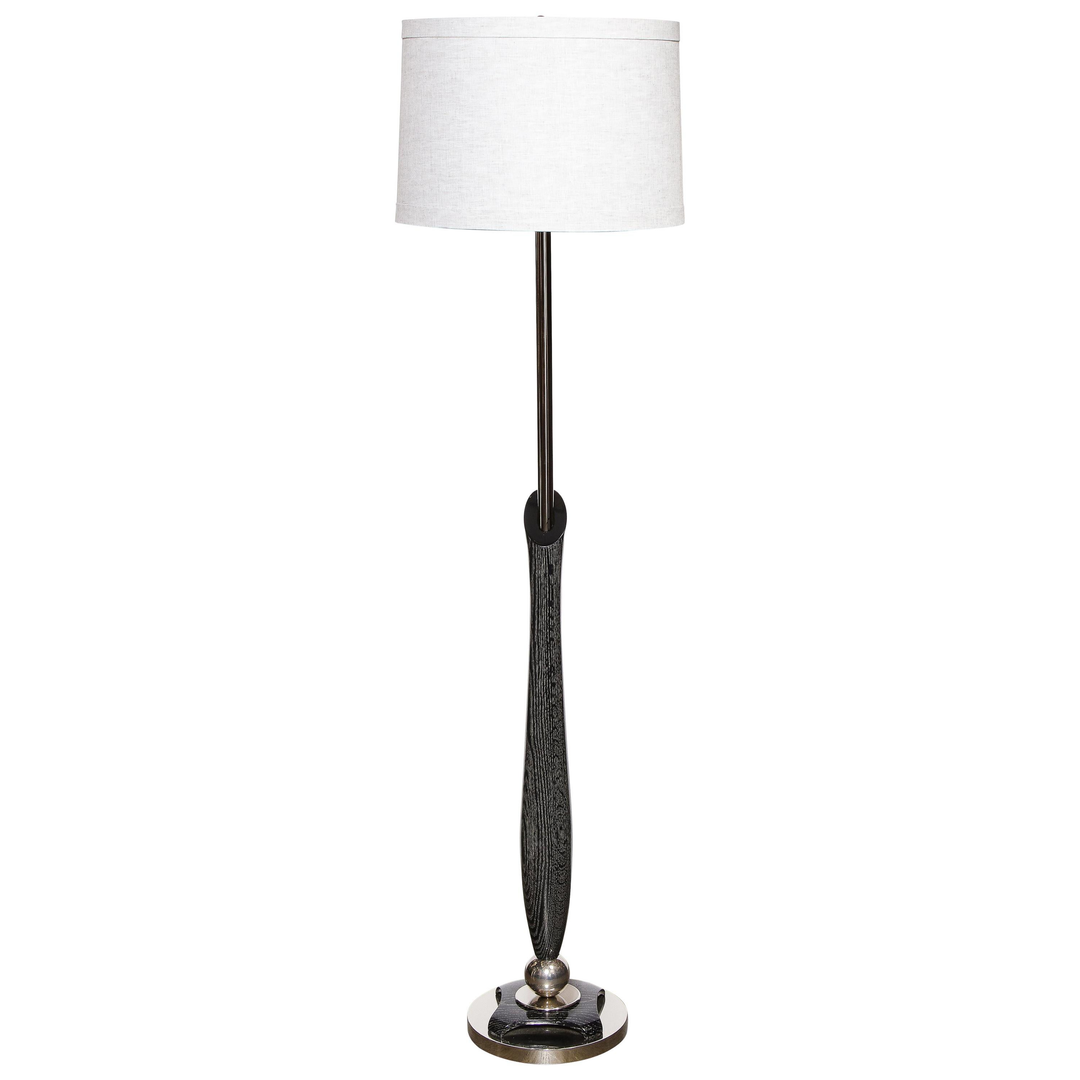 Mid-Century Modern Sculptural Silver Cerused and Brushed Aluminum Floor Lamp