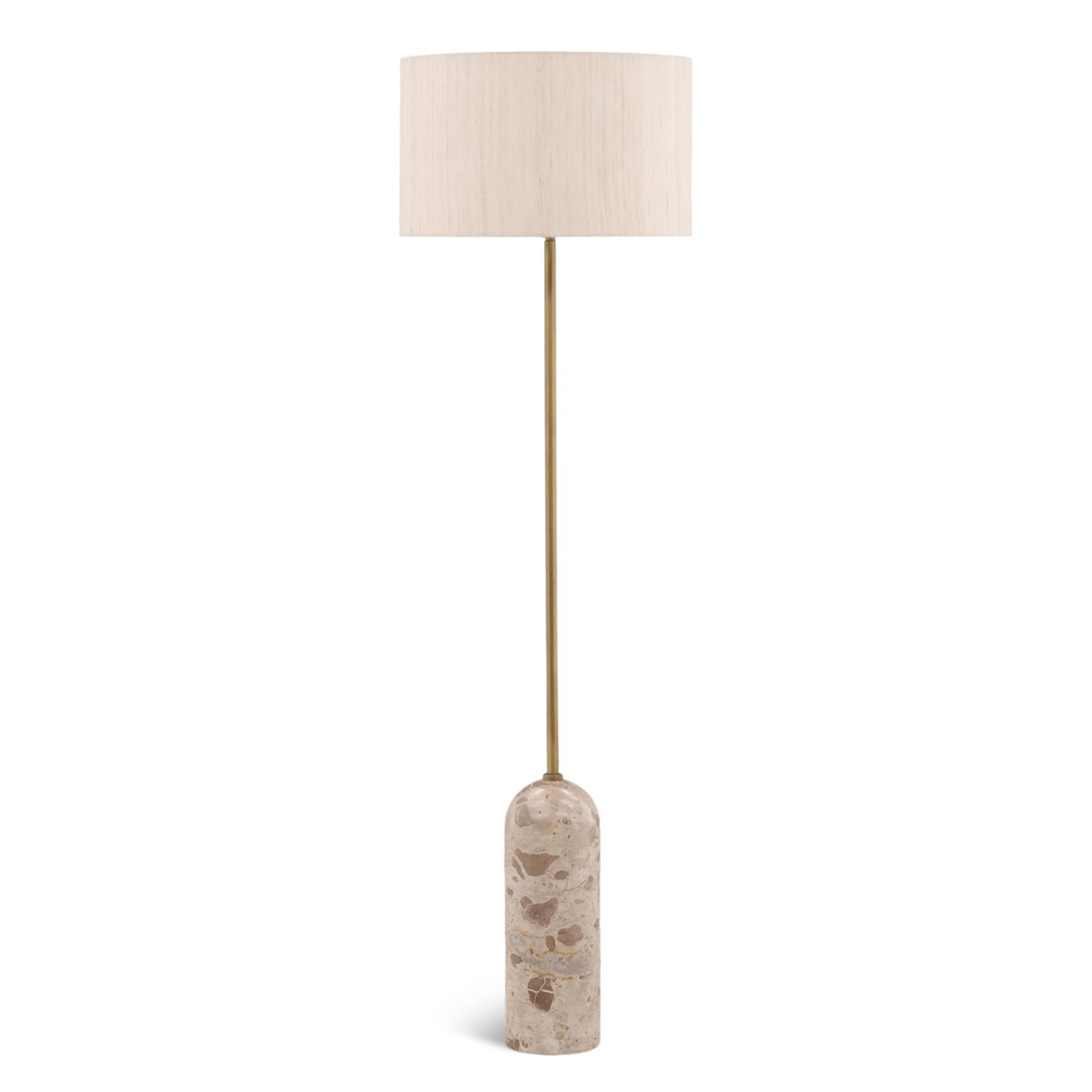 Taupe Marble & Brass Floor Lamp