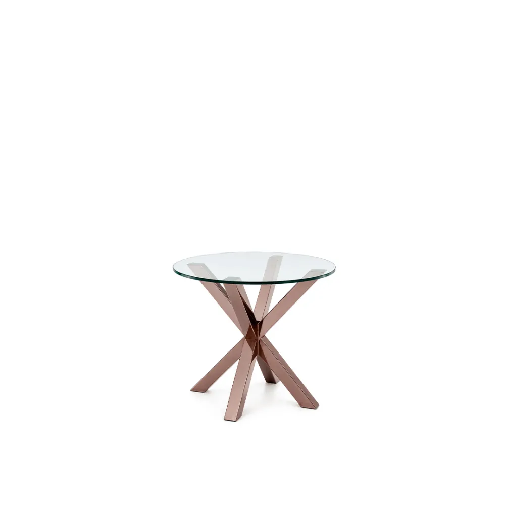 GH COGNAC SIDE TABLE ROSE GOLD - GLASS