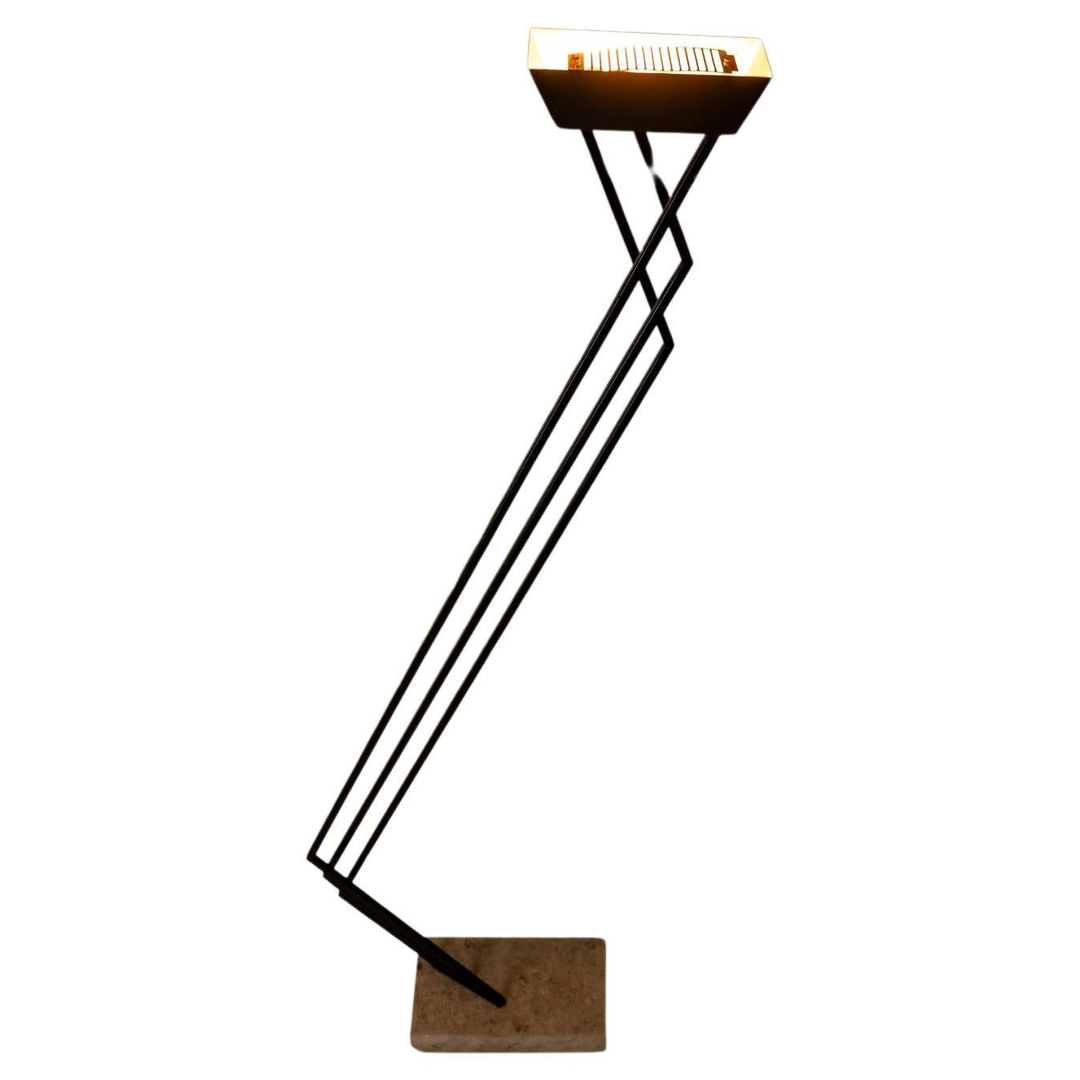 Cantilever Freestanding 6 Foot Floor Lamp with Travertine Base, Italy, c. 1980s