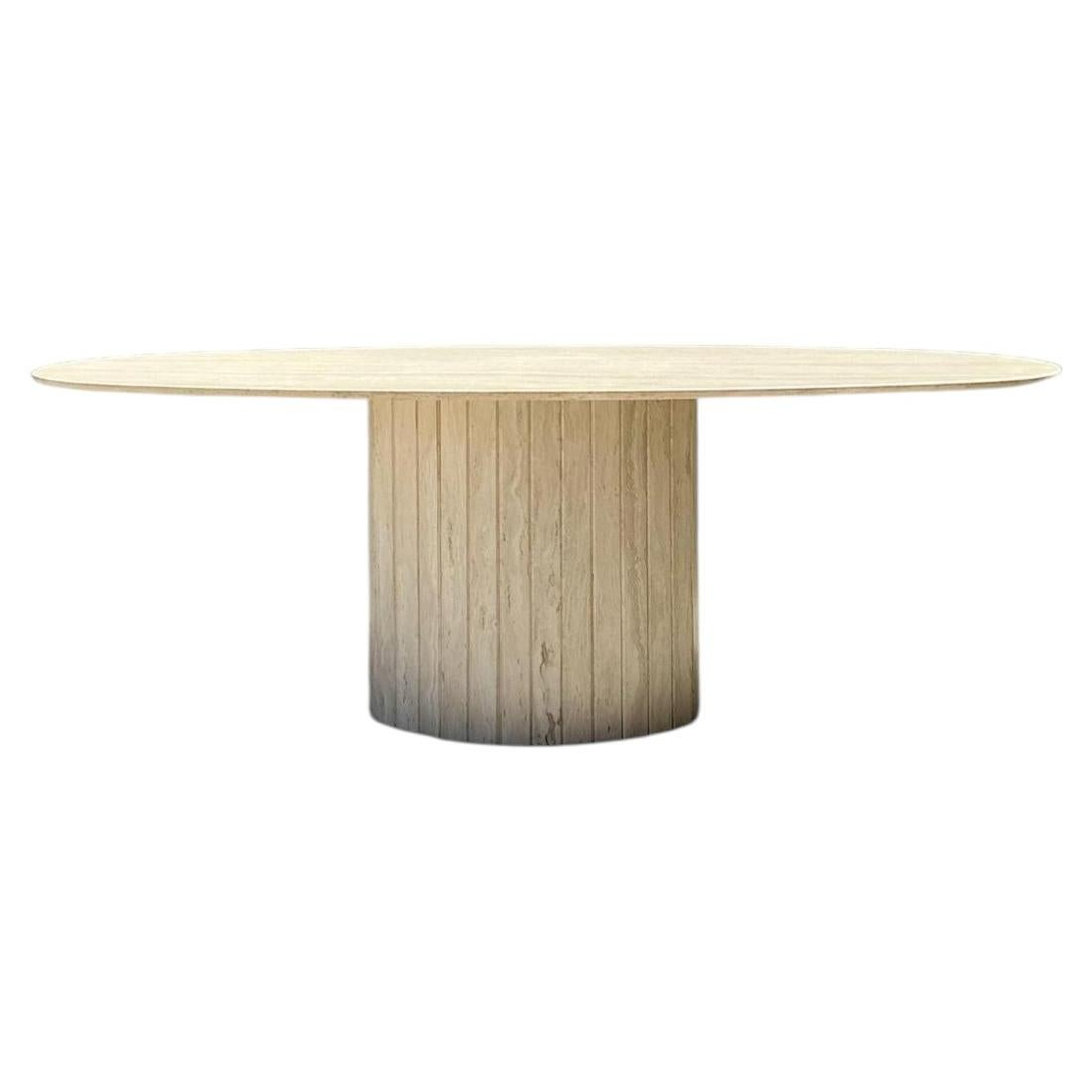 Vintage Italian Travertine Oval Dining Table
