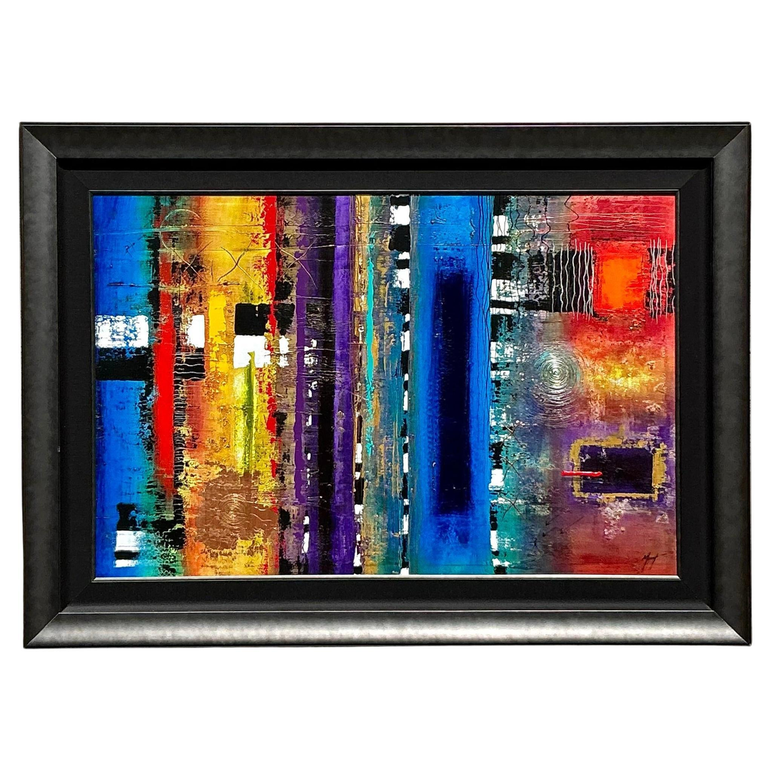 Vintage Boho Abstract Oil on Canvas