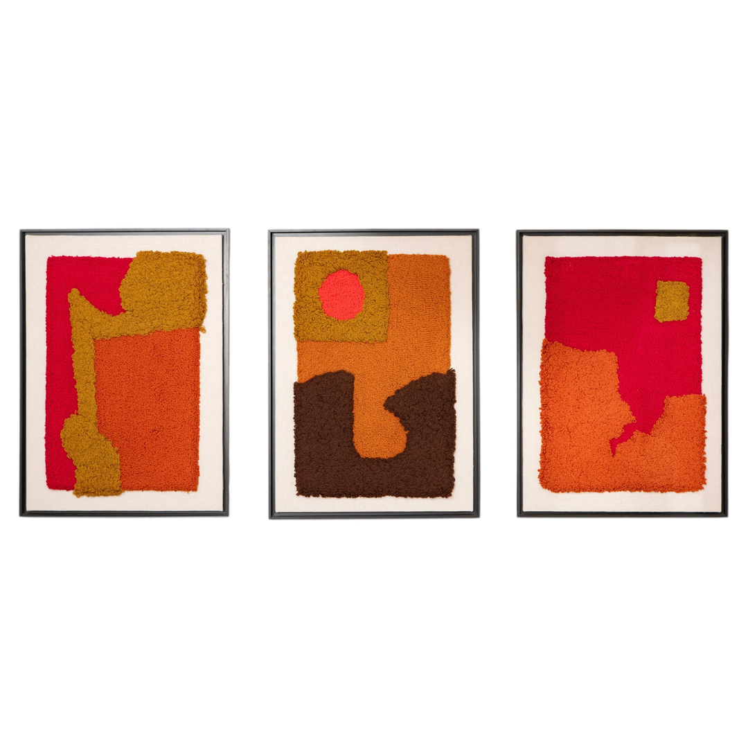 Group of 3 Harry Hilson Framed Wool Tapestries 1970's.