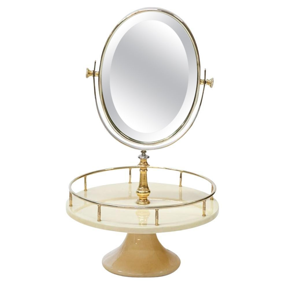 Aldo Tura Modernist Parchment Table Mirror