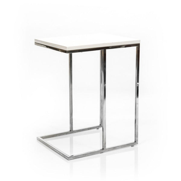 White and Chrome Side Table