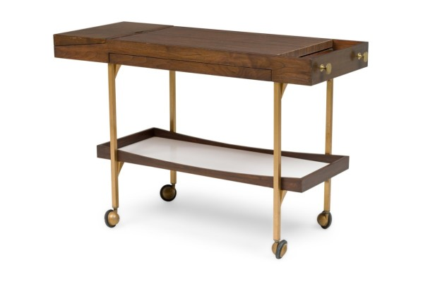 American Mid-Century Milo-Baughman Bar Cart with Low Tier