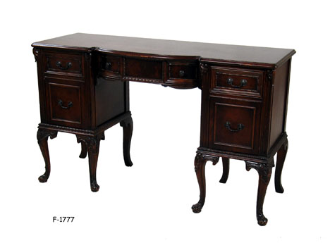 DRESSING TABLE: 1930's-style Georgian mahogany with 5 drawers, 49-1/2 x 18 x 30-1/2"H