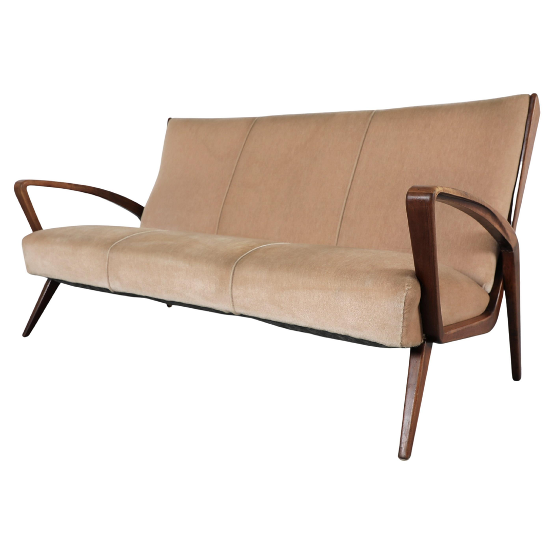 Classic High Back A.A. Patijn Sofa with Original Mohair