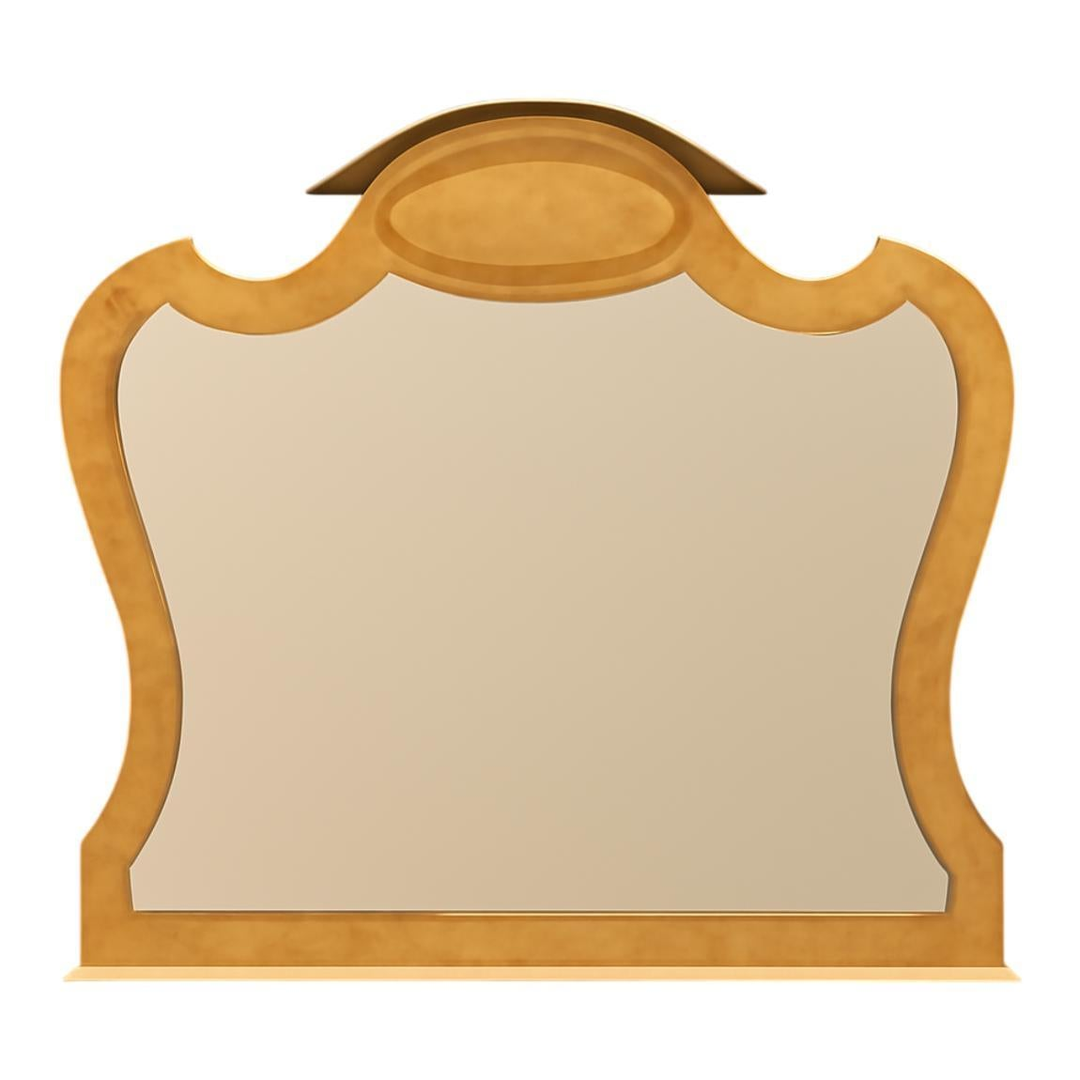 Vintage Burl Wood Marquetry Wall Mirror