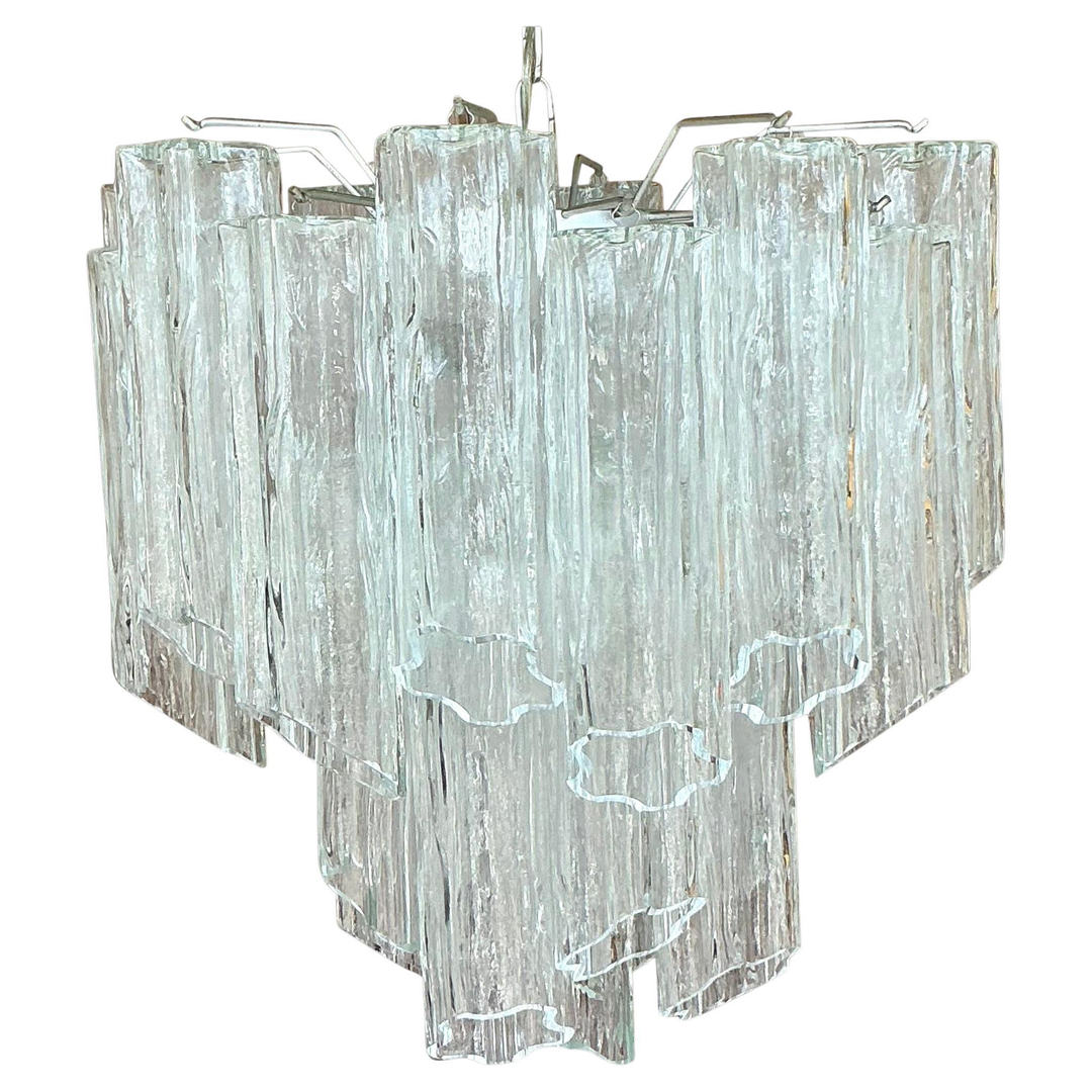 Vintage Italian Tubular Glass Chandelier After Murano